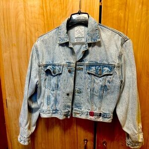VINTAGE AUTHENTIC WHIPP RETRO JEAN JACKET SZ M ACID  WASHED AWESOME 80s